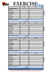 &quot;Monthly Exercise Log Template - Fh Support Group&quot;