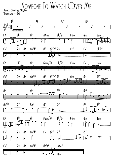 Someone to Watch Over Me Acoustic Piano Sheet Music image Preview