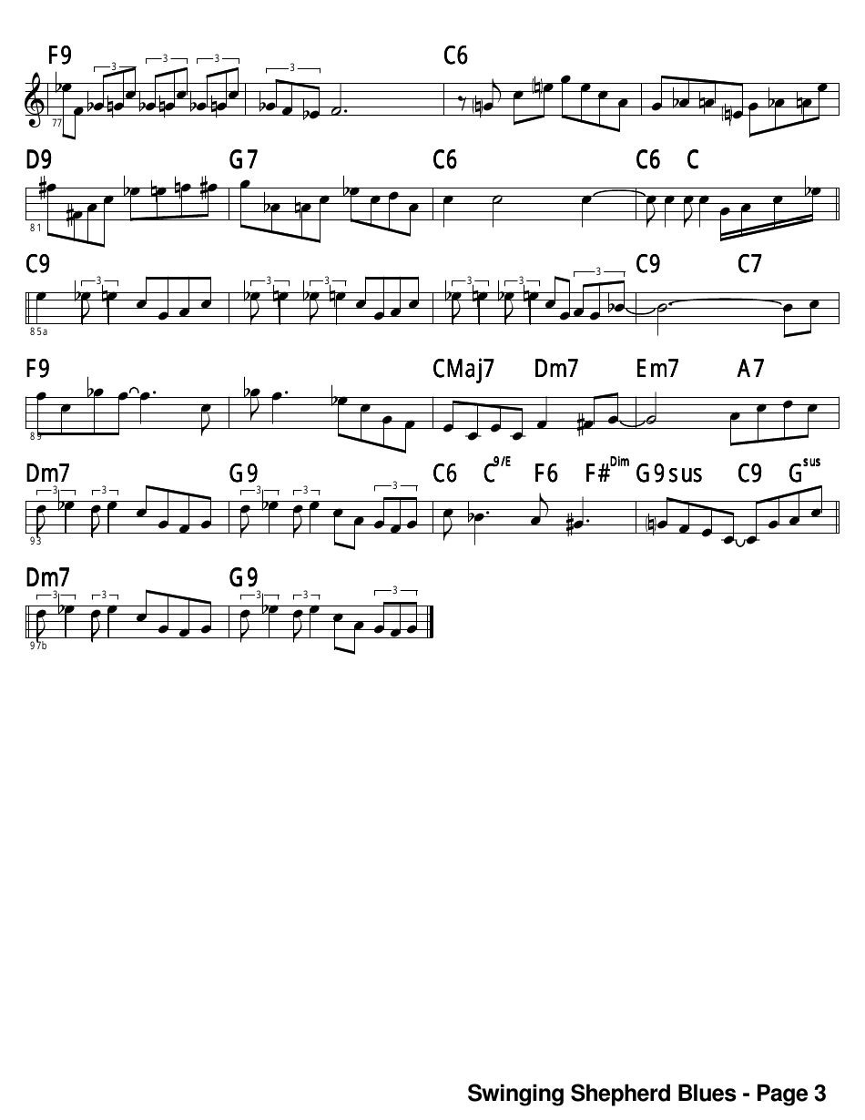 Swinging Shepherd Blues Sheet Music and Chords, Page 3