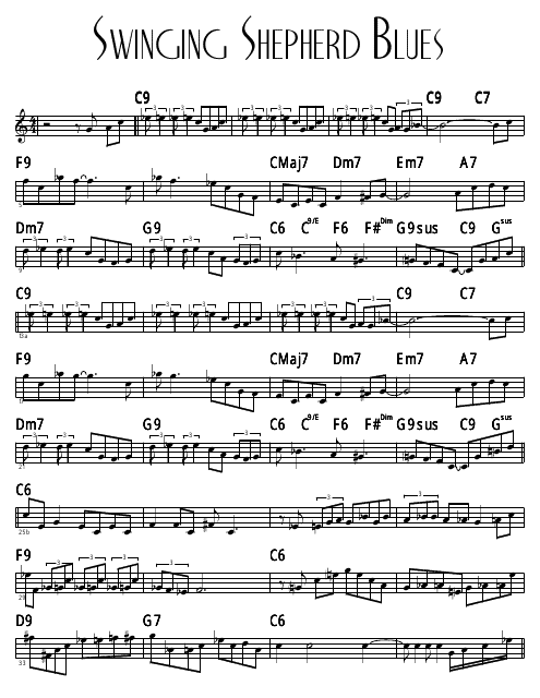 Swinging Shepherd Blues Sheet Music and Chords document preview