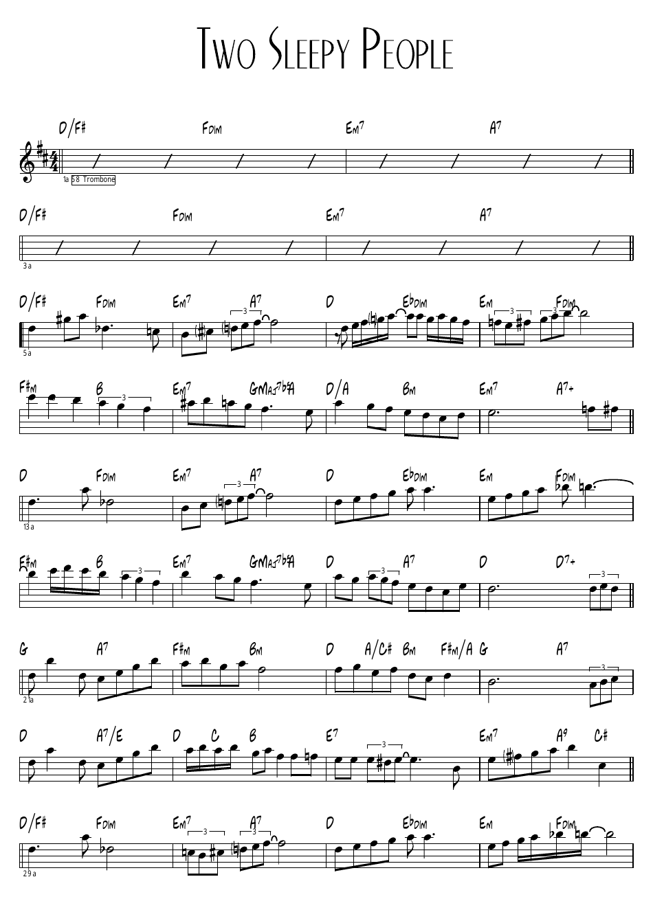 Two Sleepy People sheet music and chords image preview