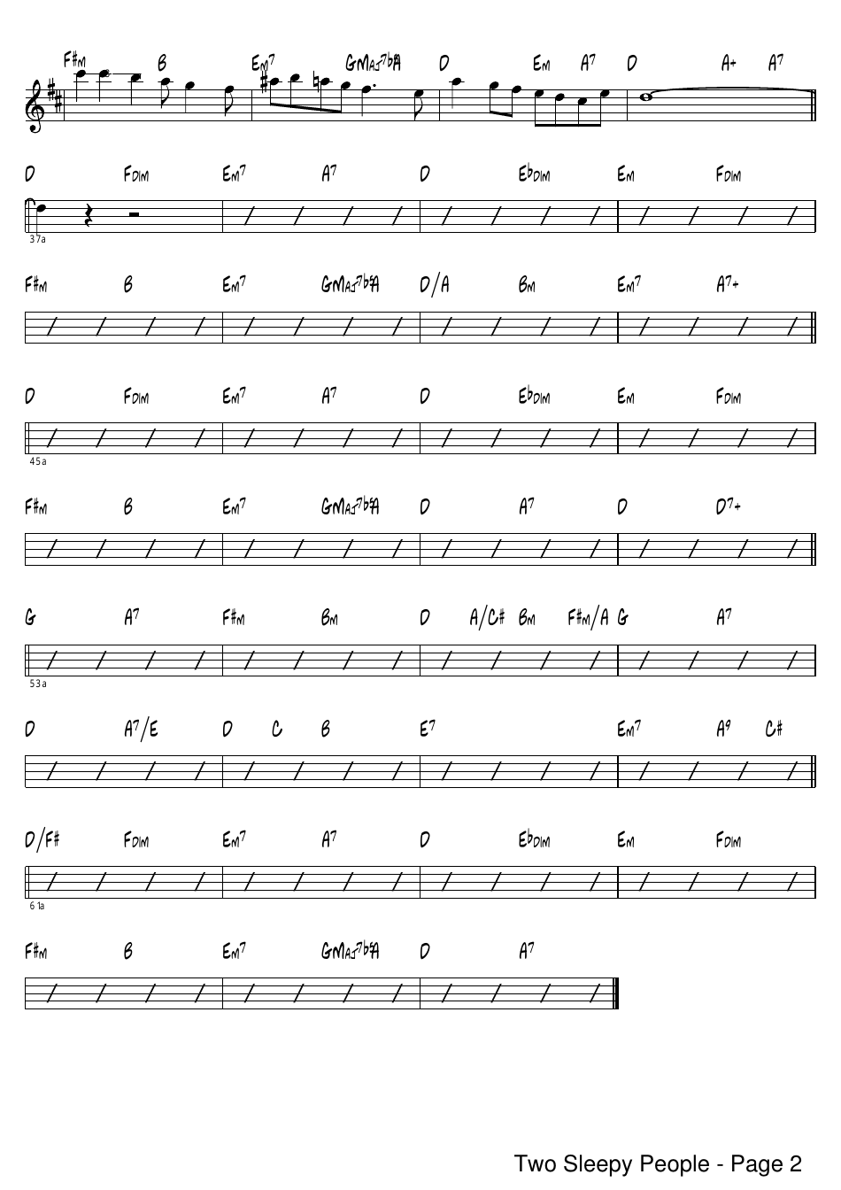 Two Sleepy People Sheet Music and Chords Download Printable PDF ...