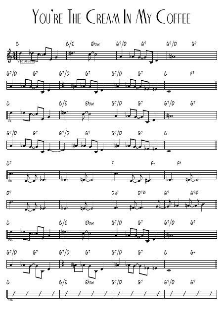 Sheet Music for the Song "You're the Cream in My Coffee