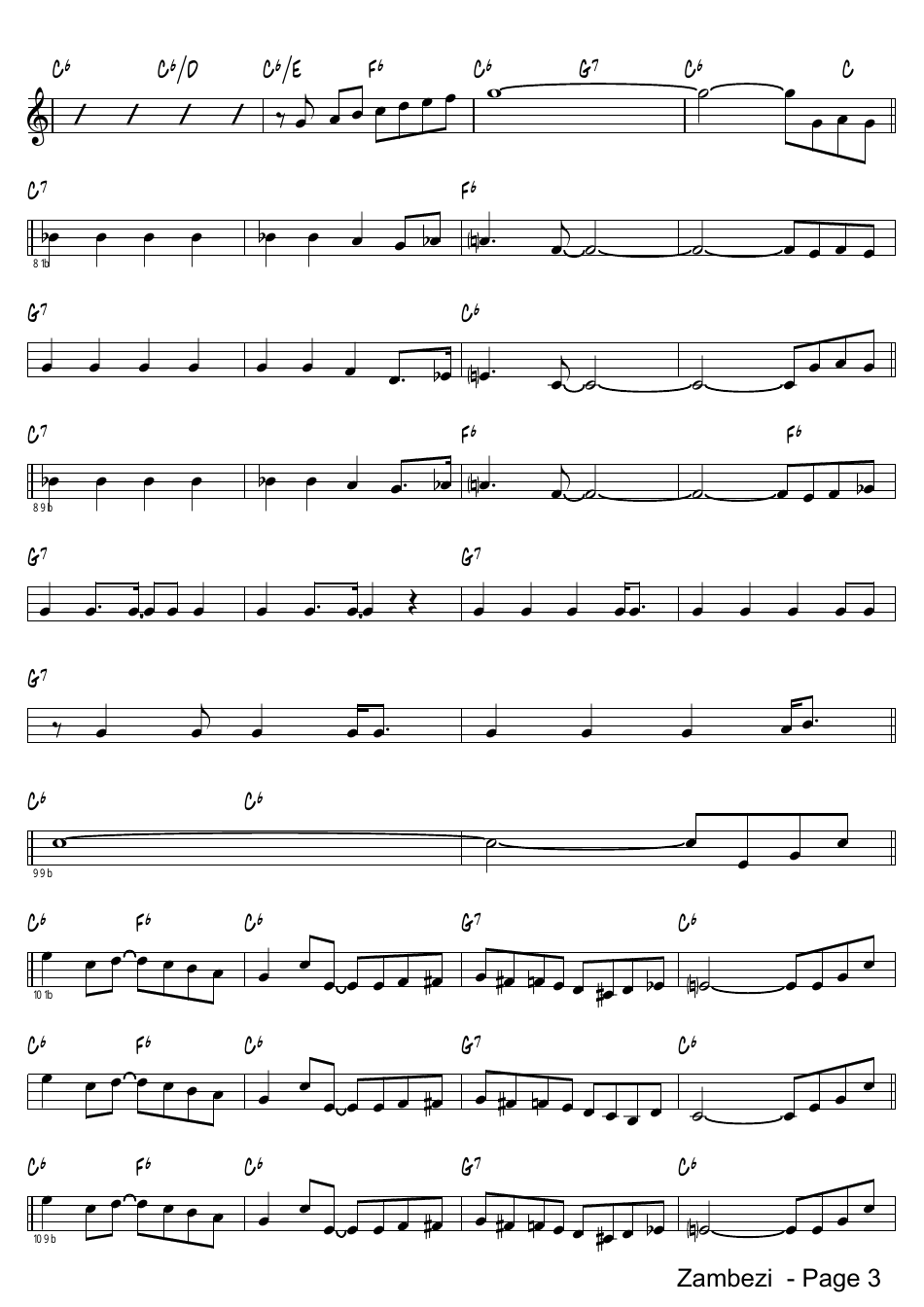 Zambezi Sheet Music and Chords, Page 3