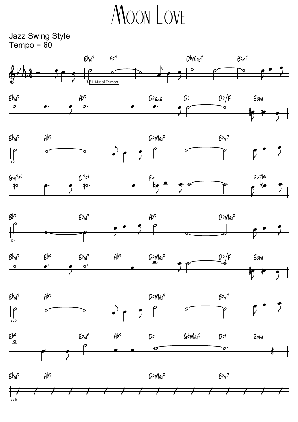 Moon Love Jazz Swing Style Sheet Music Preview Image