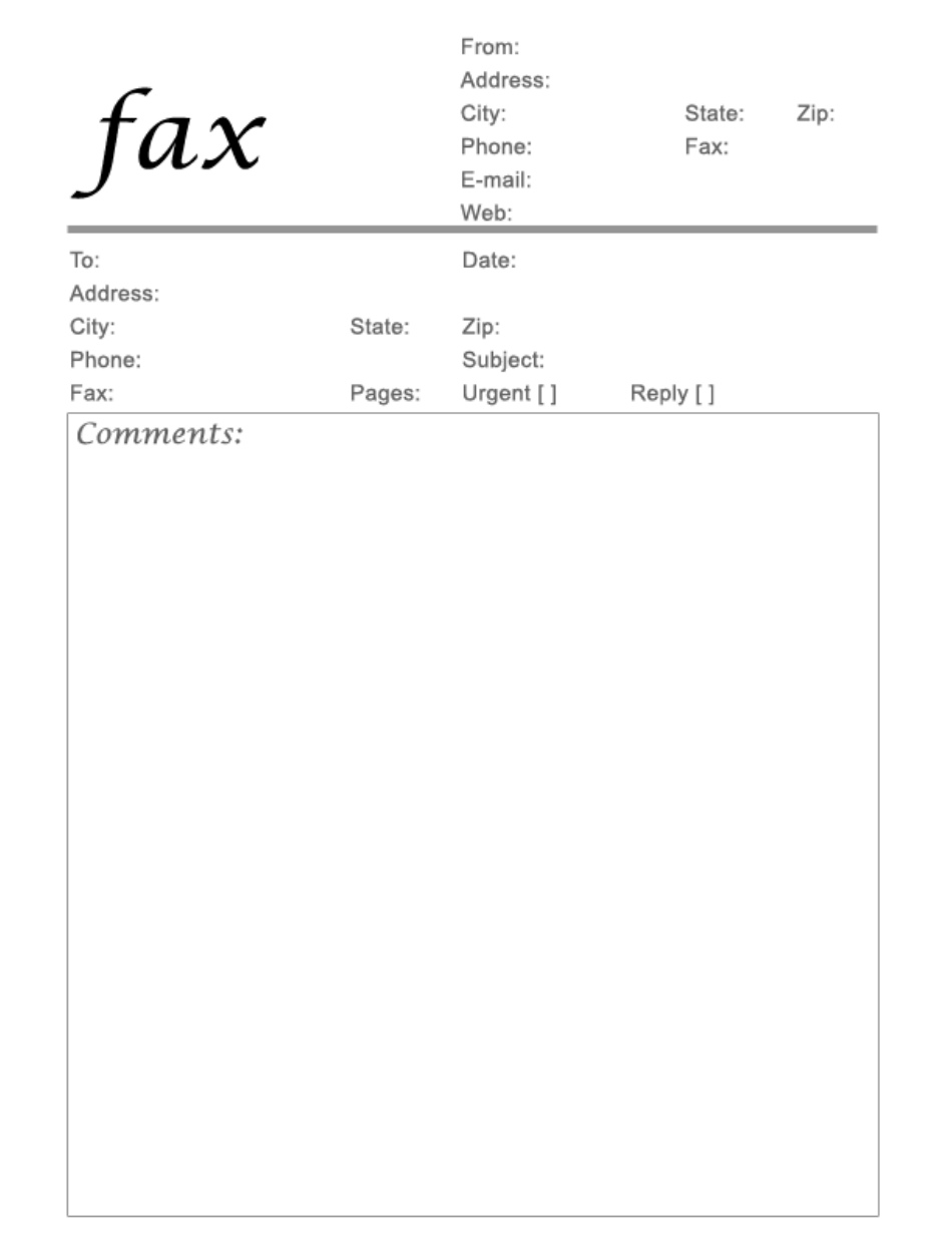 generic fax cover sheet doc