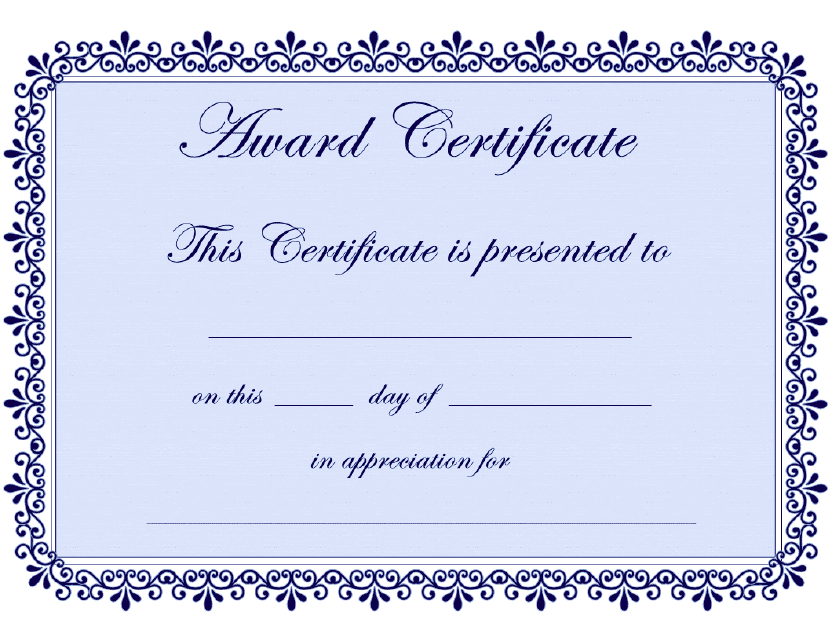 Blue Award Certificate Template