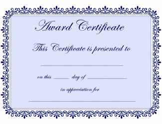 Blue Award Certificate Template Download Fillable PDF | Templateroller