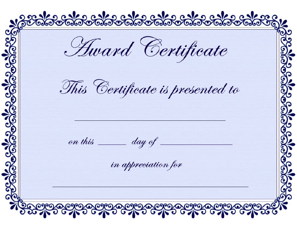 Blue Award Certificate Template
