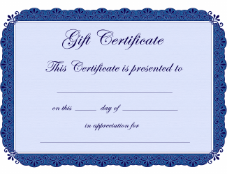 Document preview: Gift Certificate Template - Dark Blue Frame