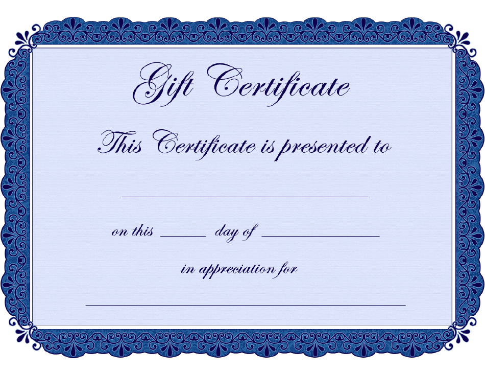 Dark Blue Frame Gift Certificate Template