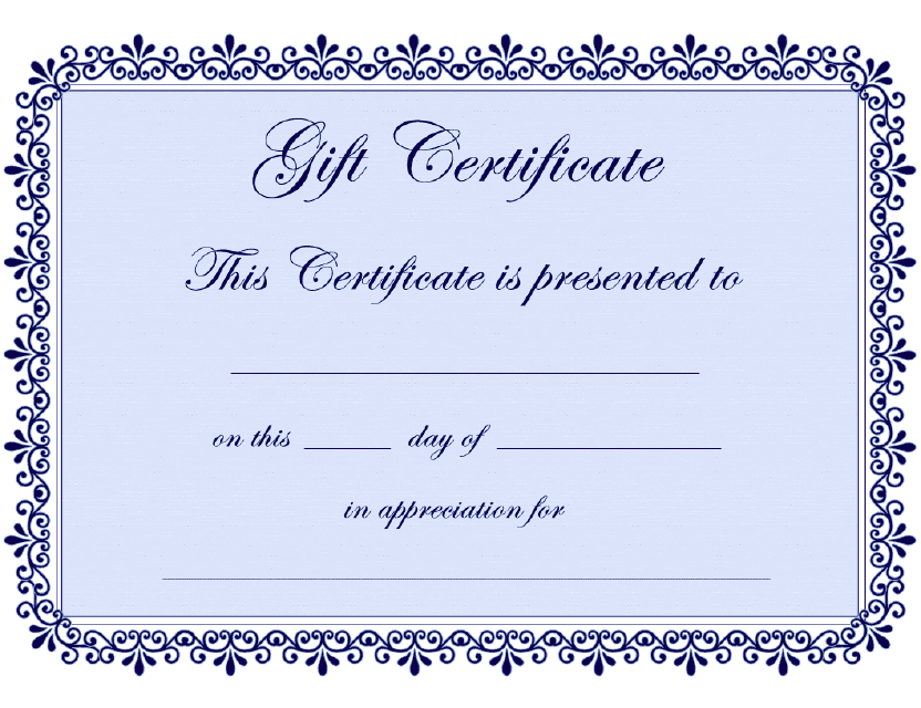 Blue Gift Certificate Template