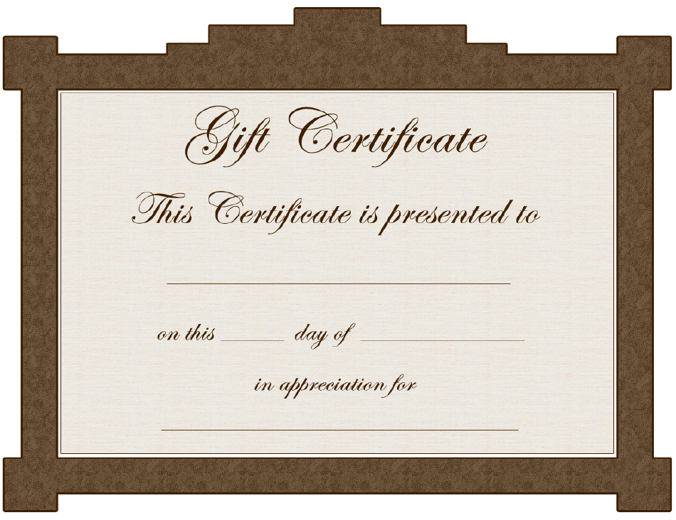 Gift Certificate Template - Brown Border, Page 1
