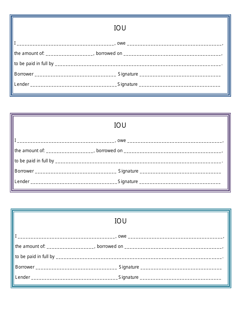 I Owe You Template - Three Per Page Download Printable PDF Within Iou Letter Template