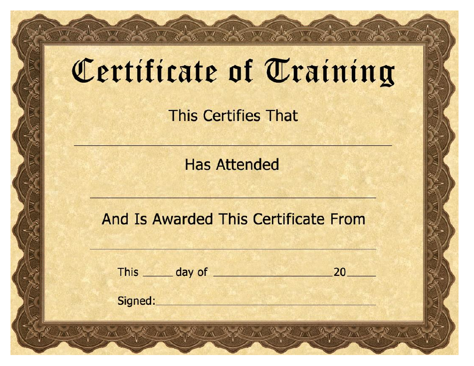 Certificate Of Training Template Brown Download Printable PDF 