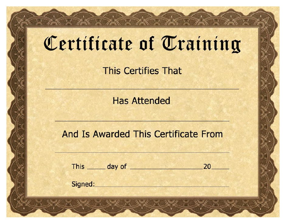 Certificate of Training Template in Brown color