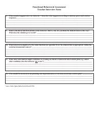 Functional Behavioral Assessment Teacher Interview Form, Page 2