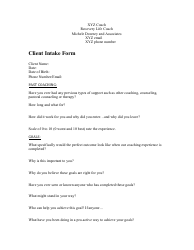 Sample Client Intake Form - Michele Downey and Associates