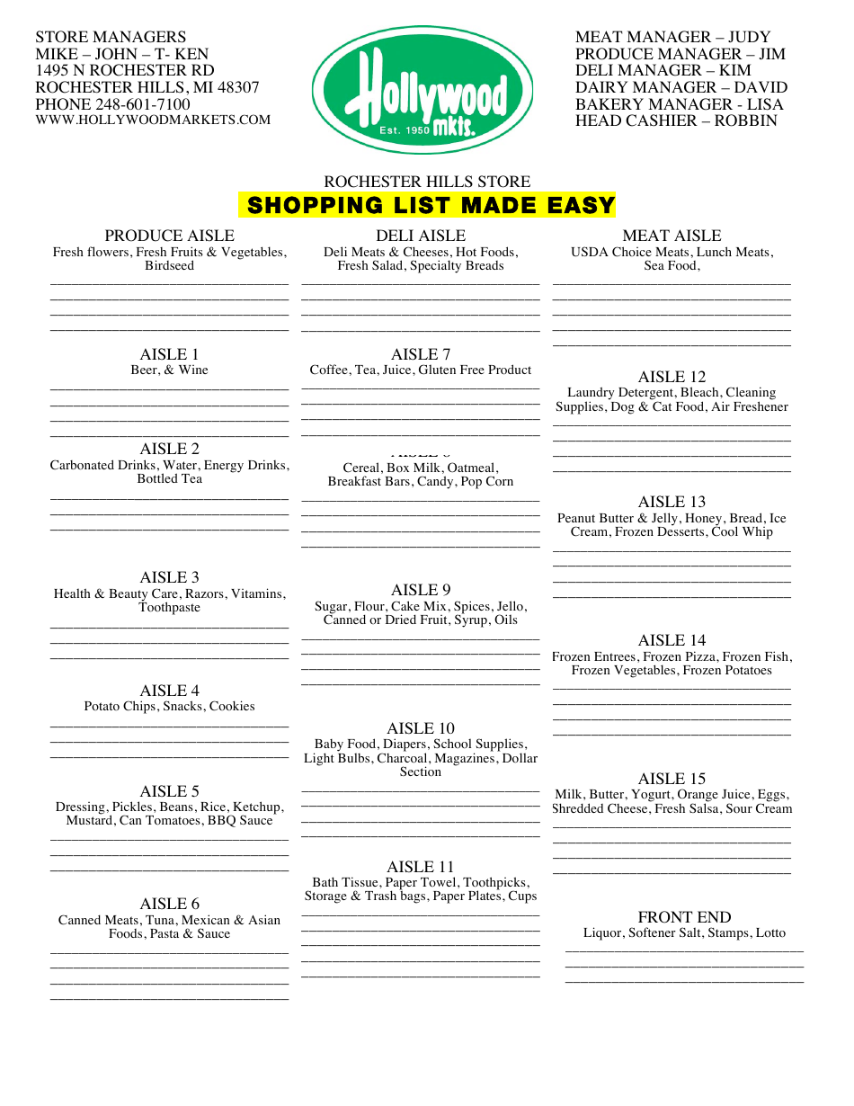 Shopping List Template - Easy to Use and Convenient