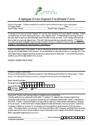 Document preview: Employee Direct Deposit Enrollment Form - Paragon Payroll & Hr