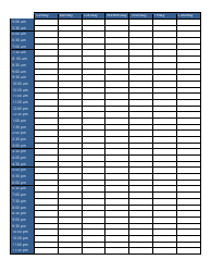 Document preview: Blue Weekly Schedule Template - Big Table