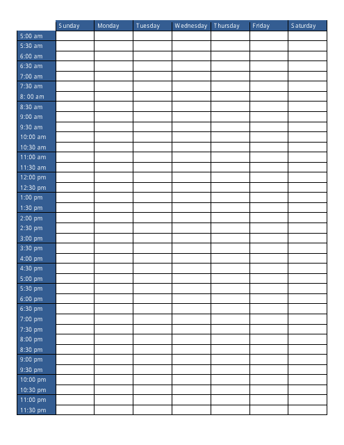 &quot;Blue Weekly Schedule Template&quot; Download Pdf