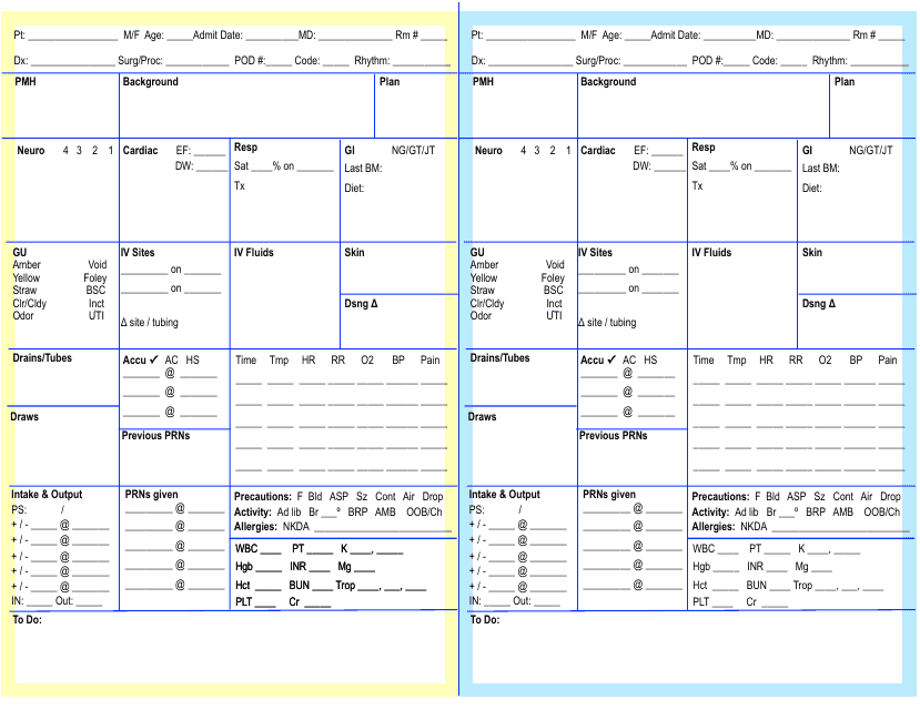 Nursing Report Sheet Template Download Printable Pdf Templateroller 