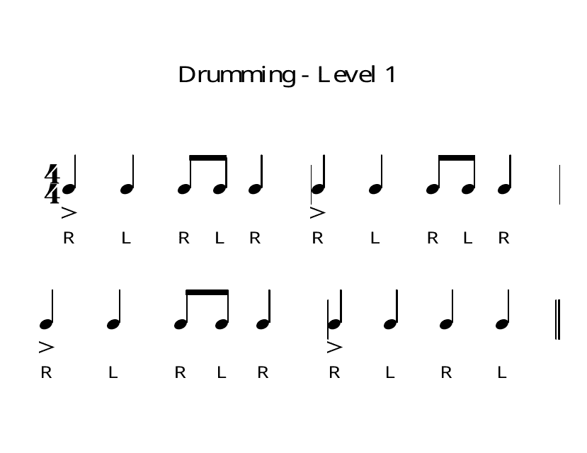 Drum Exercise Sheet - Level 1 to 7