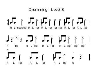 Drum Exercise Sheet - Level 1 to 7, Page 3