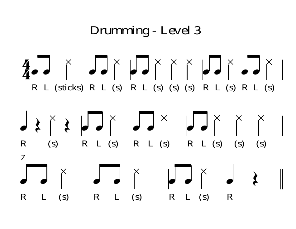 Drum Exercise Sheet - Level 1 to 7, Page 3