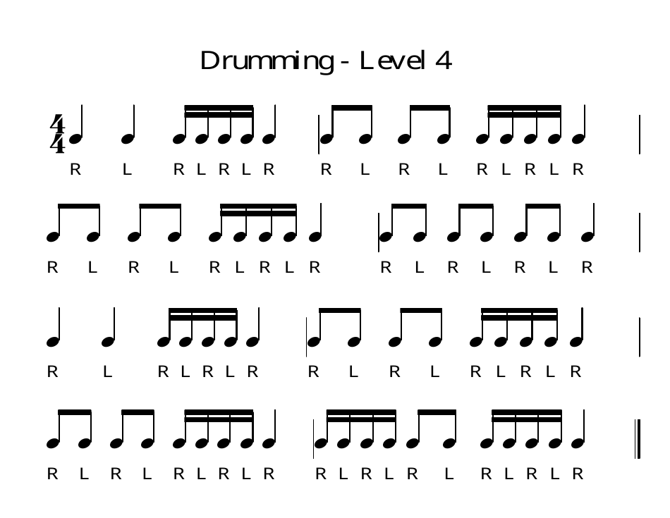 Drum Exercise Sheet - Level 1 to 7, Page 4