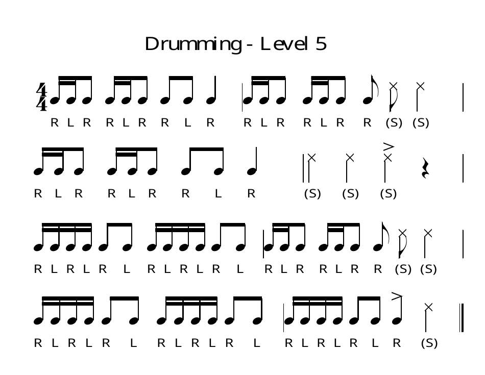 Drum Exercise Sheet - Level 1 to 7, Page 5
