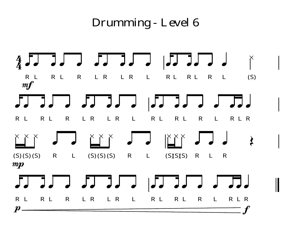 Drum Exercise Sheet - Level 1 to 7, Page 6
