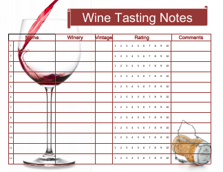 &quot;Wine Tasting Notes Template&quot;