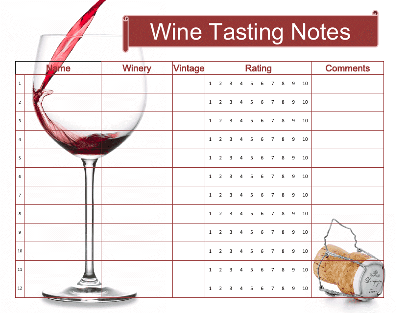 Wine Tasting Notes Template