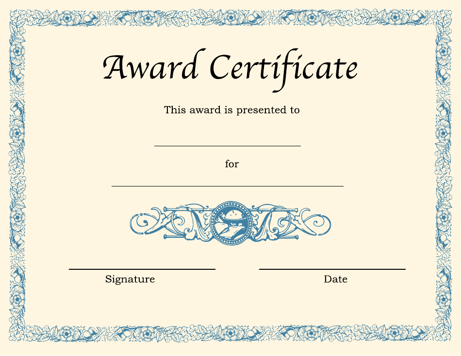 Award Certificate Template - Beige and Blue