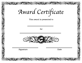 Document preview: Award Certificate Template - White and Black