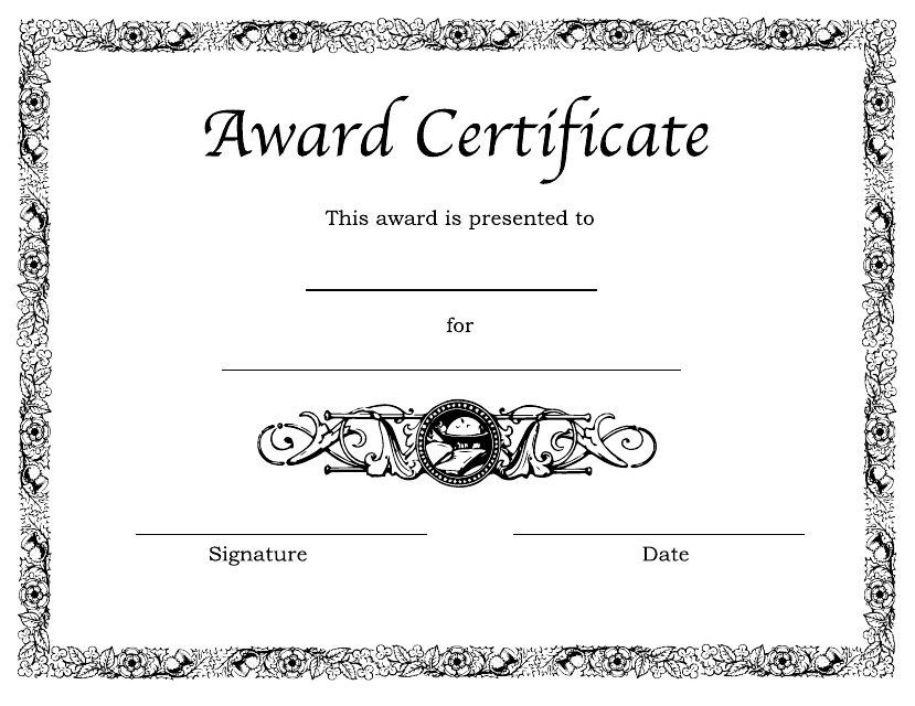 &quot;Award Certificate Template&quot; Download Pdf