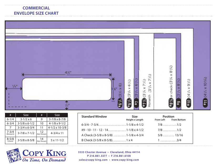 Commercial Envelope Size Chart - Copy King