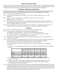 Form VA-4 Personal Exemption Worksheet - Virginia, Page 2