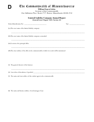 Limited Liability Company Annual Report Form - Massachusetts