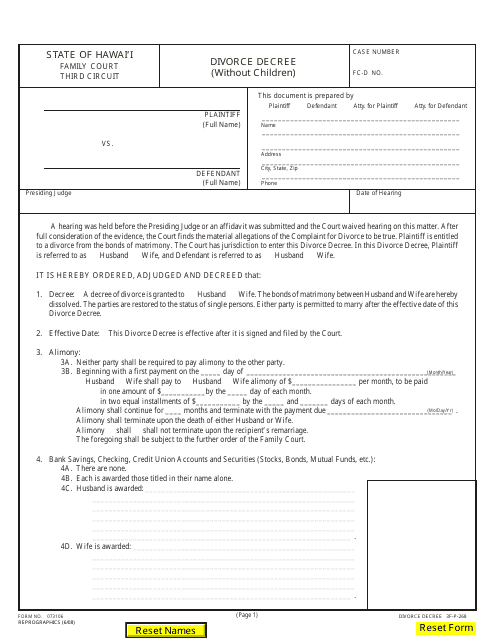 Form 073106 (3F-P-268)  Printable Pdf
