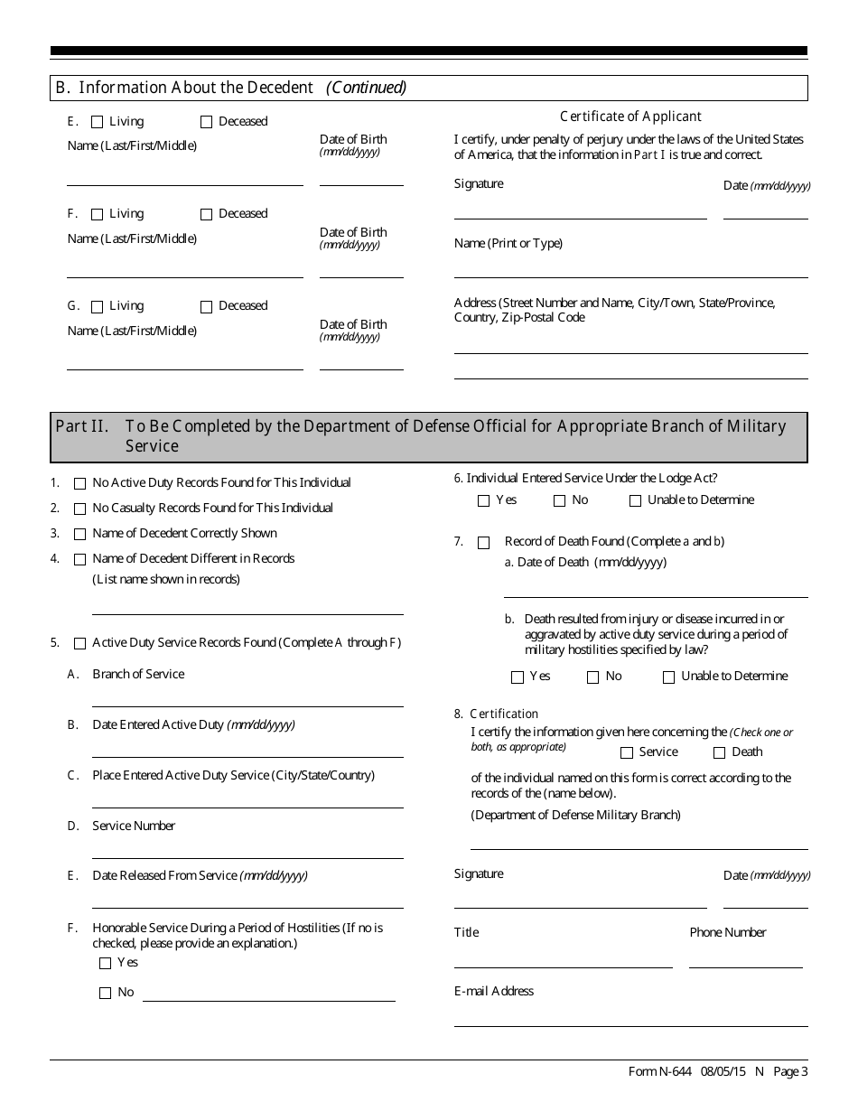 USCIS Form N-644 Application for Posthumous Citizenship, Page 3