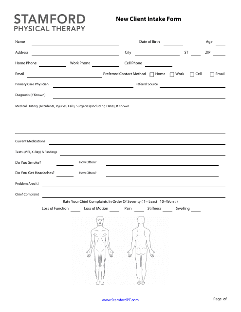 &quot;New Client Intake Form - Stamford Physical Therapy&quot; Download Pdf