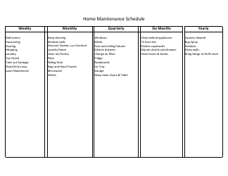 Document preview: Sample Home Maintenance Schedule
