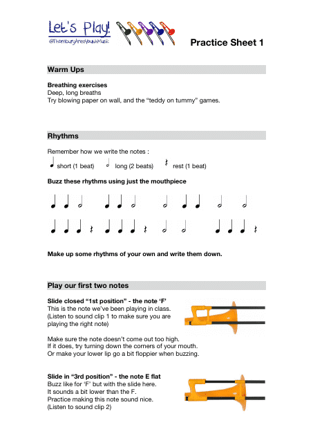 Trombone Practice Worksheet - Thornburyareayouthmusic