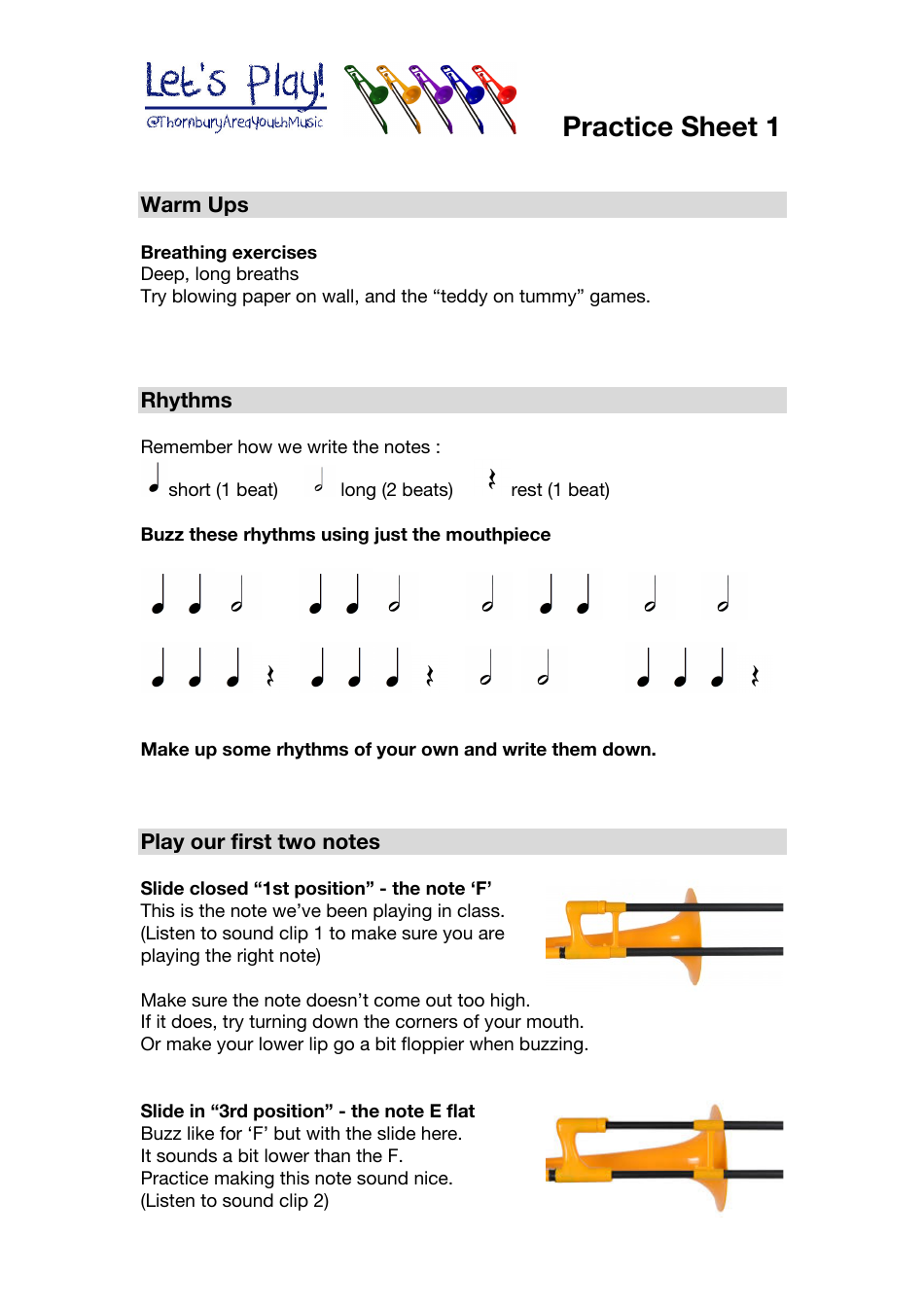 Trombone Practice Worksheet Thornburyareayouthmusic Download