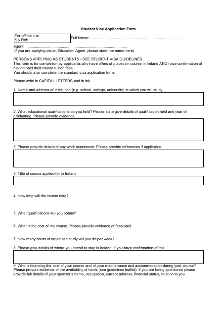 Ireland Student Visa Application Form Fill Out Sign Online And 