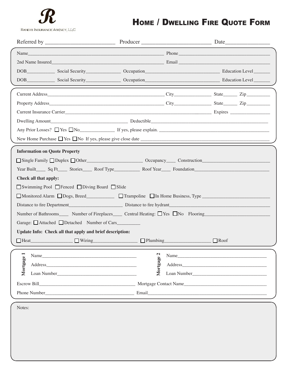Home / Dwelling Fire Quote Form - Randig Insurance Agency, Page 1