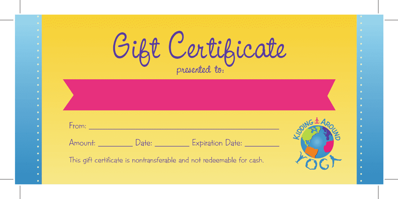 Gift Certificate Template - Kidding Around Yoga